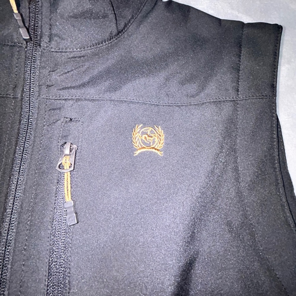 Cinch Vest Mens Small Black Softshell Fleece Lined Western Ranch Full Zip - Picture 3 of 10